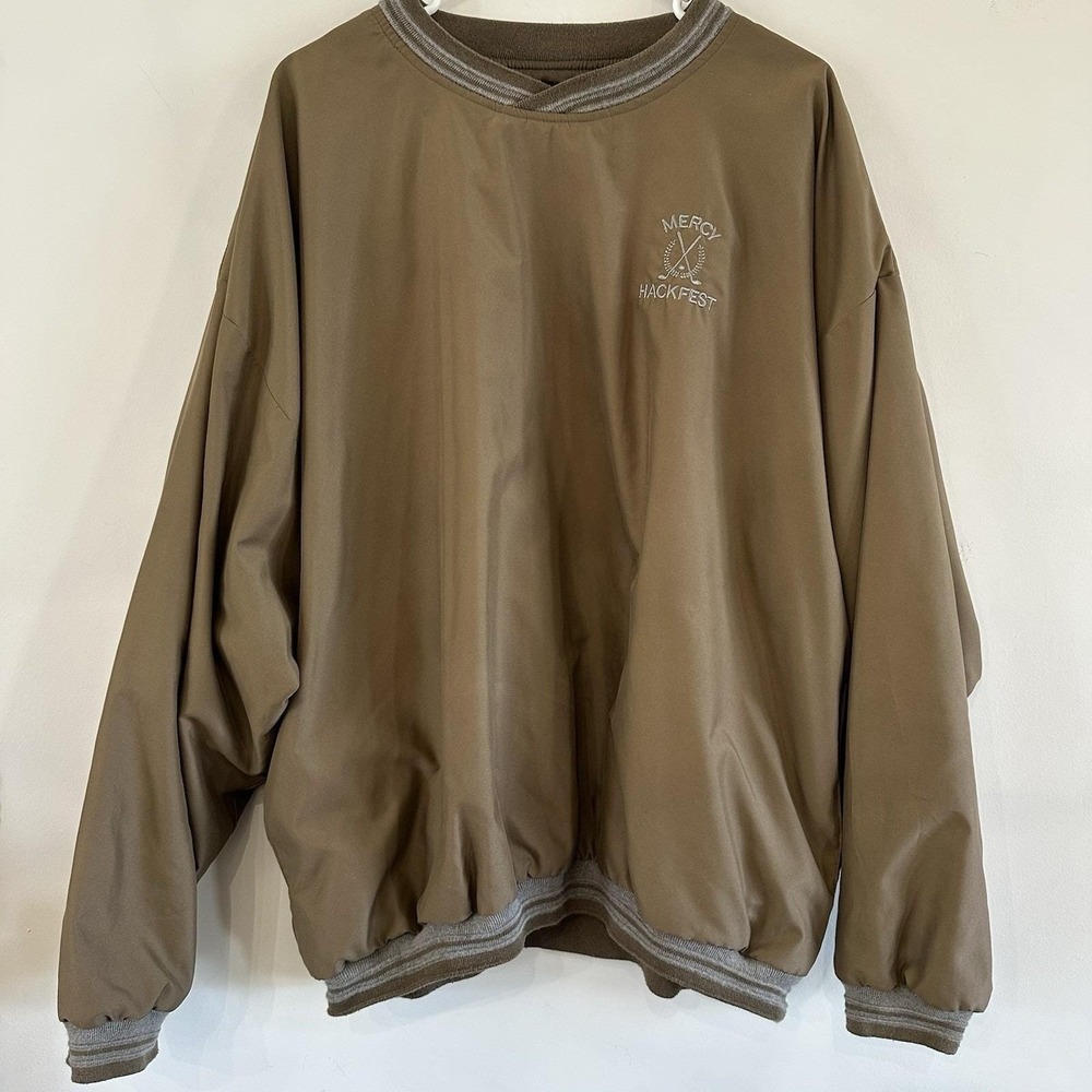 VTG Golf Pullover Track Jacket 90s Windbreak XL Beige Country‎ Club Gorpcore